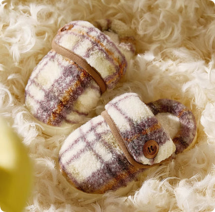 Indoor Home Silent Thick Warm Fur Shoes For Children