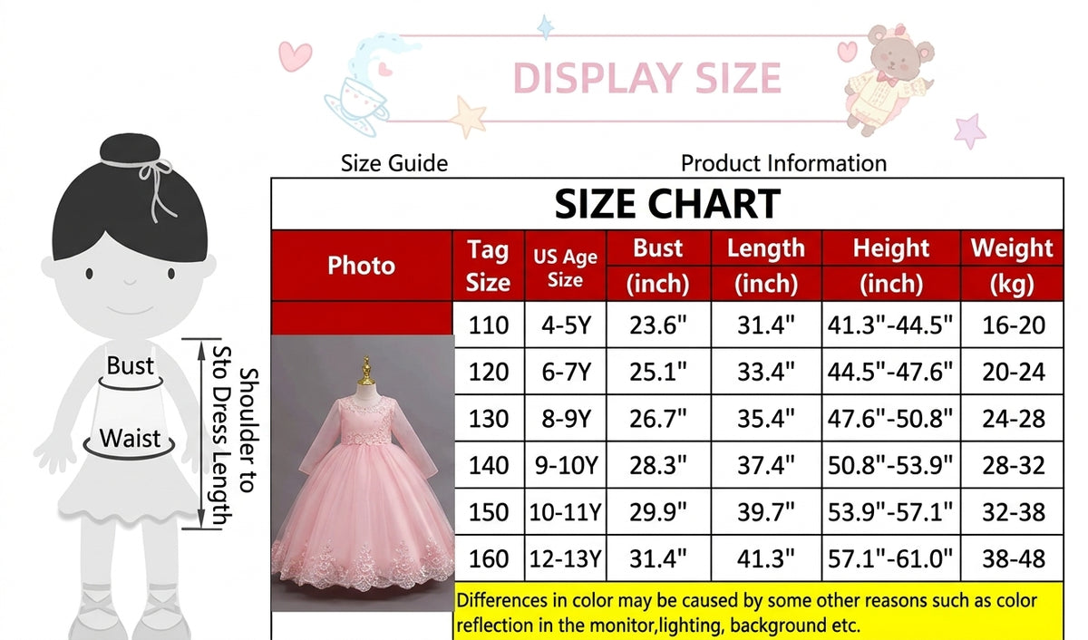 Foreign trade children's embroidered dress dress long sleeve princess performance dress party puffy dress kids dress