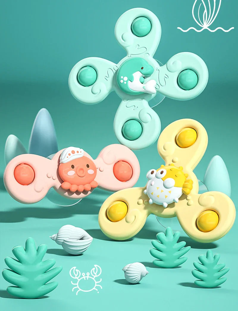 Montessori Baby Bath Toys Boy Children Bathing Sucker Spinner Suction Cup Toy For Kids Funny Child Rattles Teether Toddler Gifts