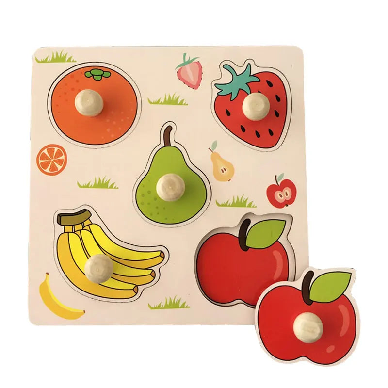 Baby Toys Montessori Wooden Puzzles Children Toys Hand Grab Board Animals Cognition Educational Learning Toys For Kids 1-3 Years