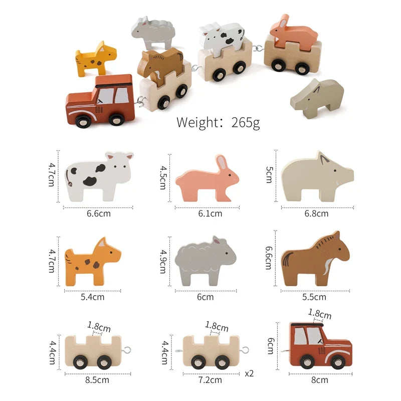 Montessori Toys Wooden Train Birthday Toy Baby Educational Toys Wooden Trolley Baby Learning Toys Number Of Wood Baby Toys Gifts