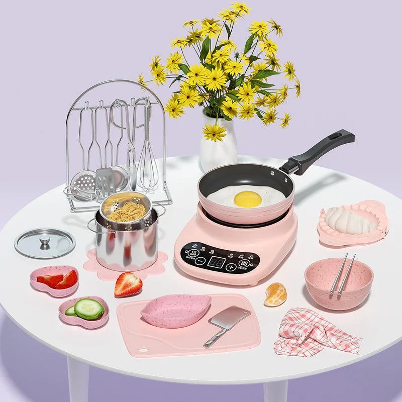 Children's Mini Kitchen Complete Cooking Girl Small Kitchen Set Children's Puzzle Play House Toys Real Cooking Food Set For Kids