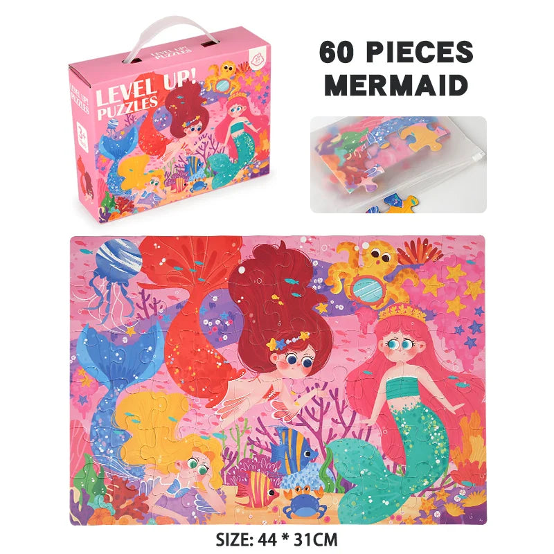 60-piece paper Custom Montessori Kids cartoon puzzle puzzle creative toy puzzle set for kids boys and girls