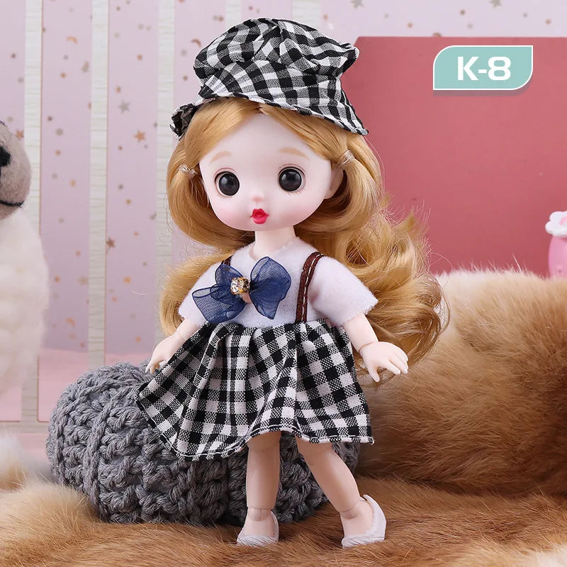 13 Movable Joints Cute Face Realistic Big 17cm BJD Doll Eyeball And Fashion Clothes Suit With Shoes Lolita Princess Doll Toy