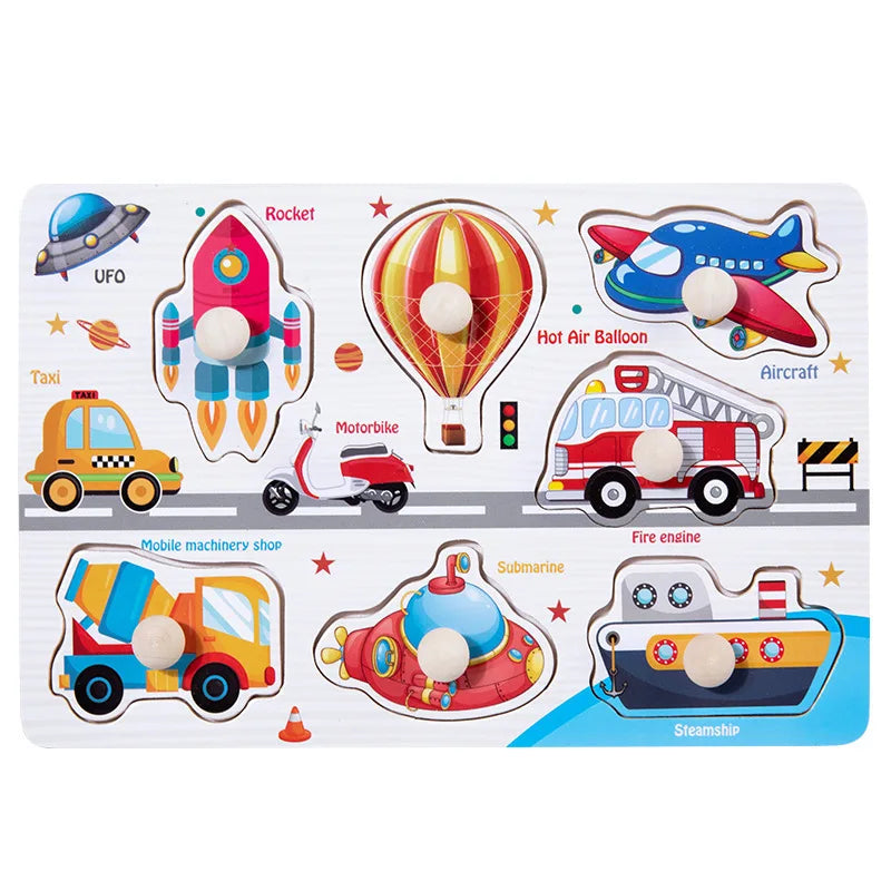 Baby Toys Montessori Wooden Puzzles Children Toys Hand Grab Board Animals Cognition Educational Learning Toys For Kids 1-3 Years