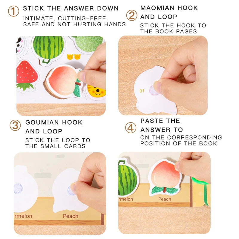 1pc Enlightenment Busy Book Paper Pasting Book Operation Board Baby Learning Children's Quiet Picture Books