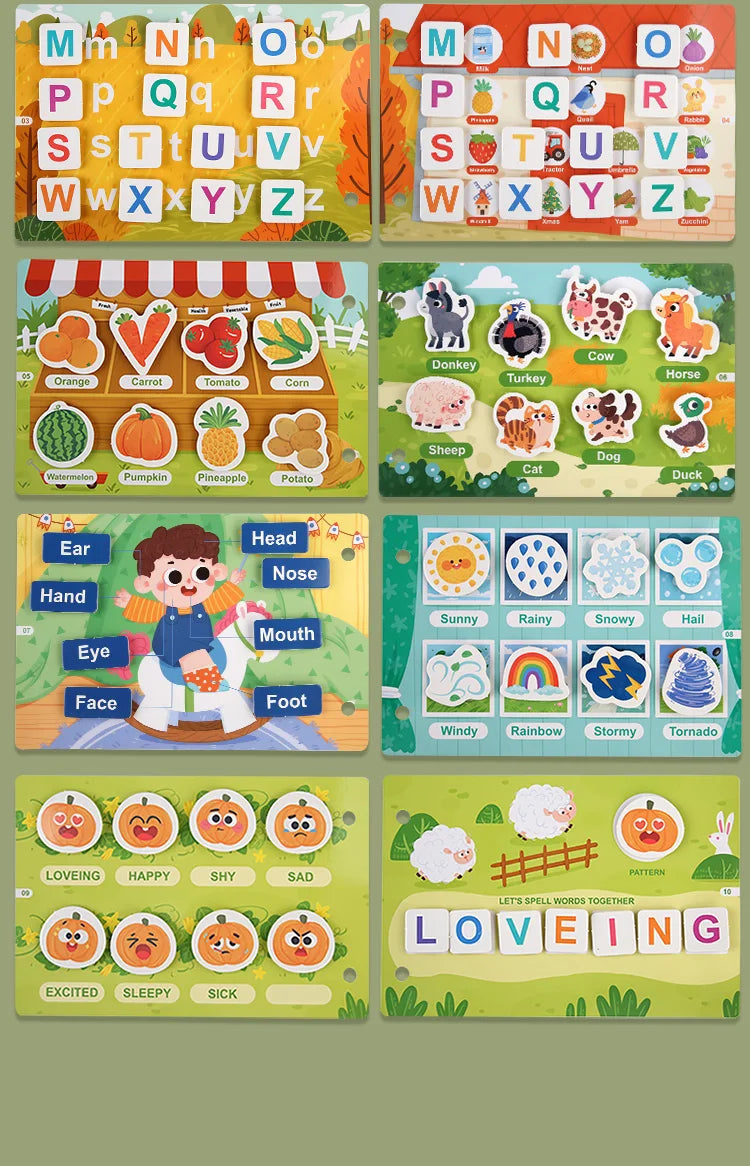 Busy Book for Kids, Animals Vehicles Dinosaurs Stickers, Matching Number & Letter Games, Interactive Learning Activity Book