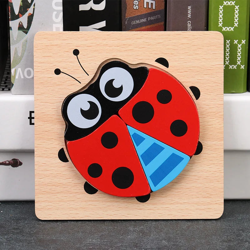 Baby High Quality 3D Wooden Puzzles Educational Cartoon Animals Early Learning Intelligence Puzzle Game Toys for Children
