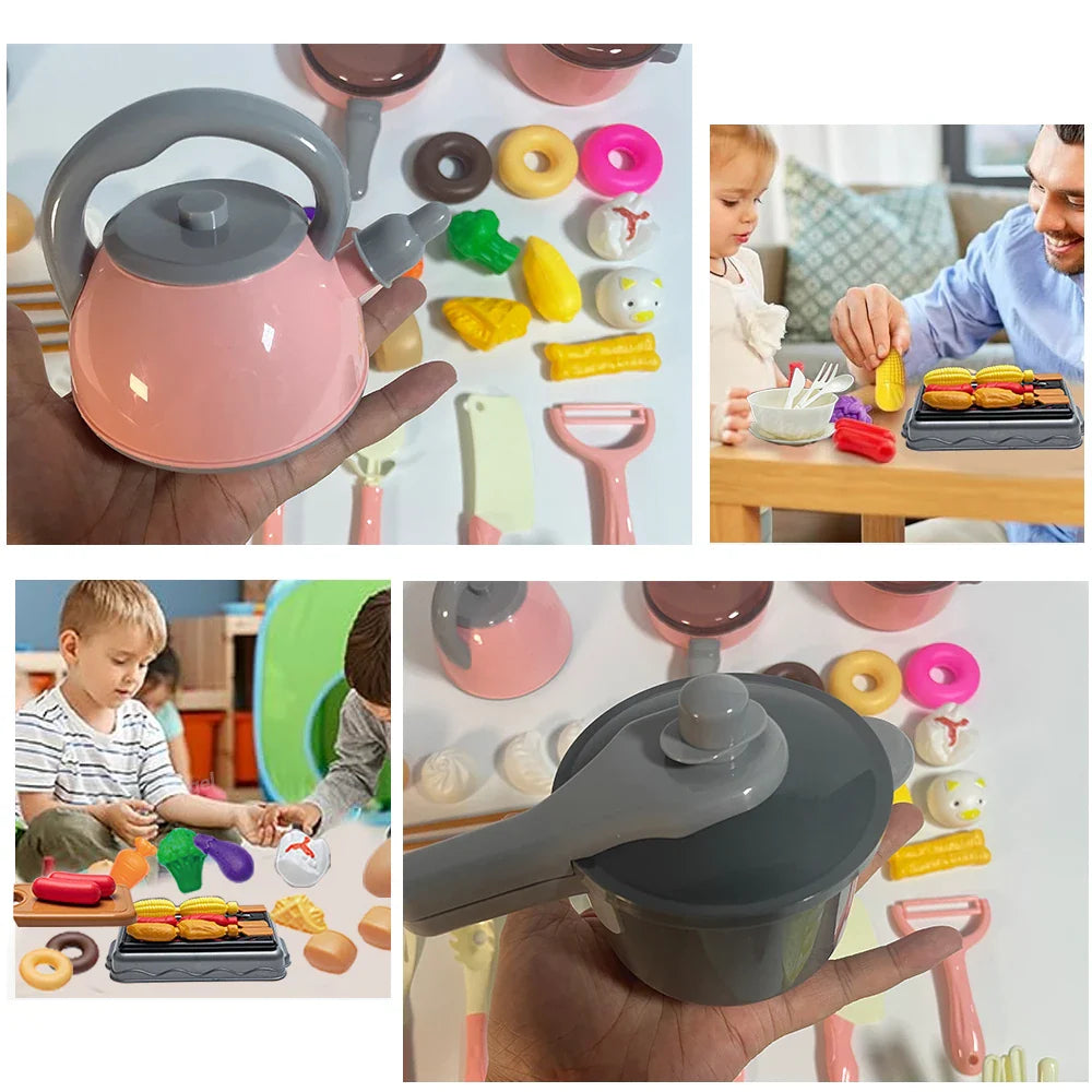 Kids Kitchen Toys Set 92/69/59 PCS Play Kitchen Accessories Kit with Play Pots Pretend Food Cooking Toy Toddler Girls Boy Gift