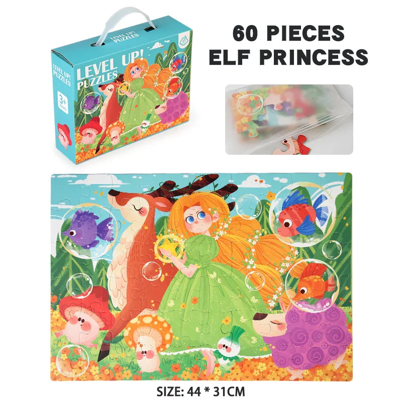 60-piece paper Custom Montessori Kids cartoon puzzle puzzle creative toy puzzle set for kids boys and girls