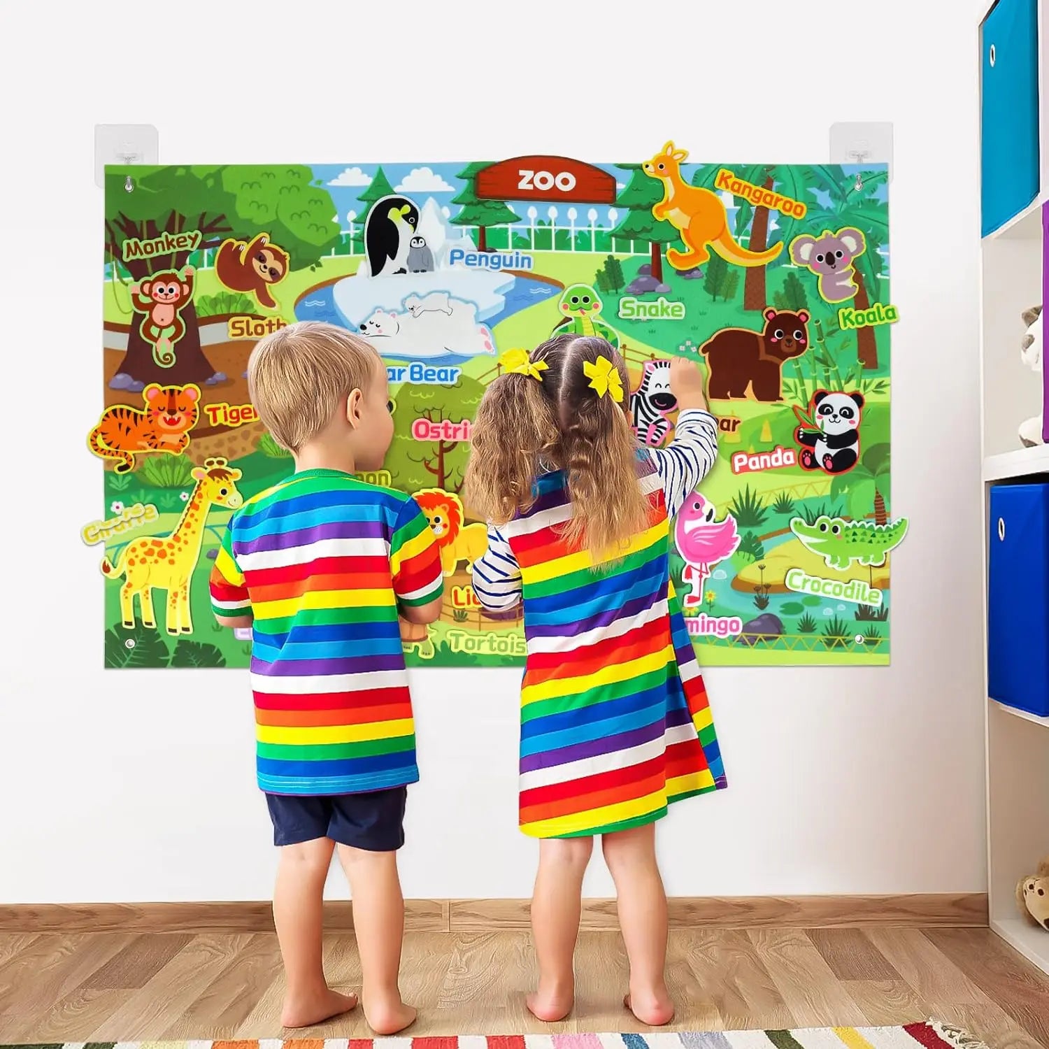 Zoom Animal Felt Story Board Montessori Early Learning Toy Themed Storytelling Flannel Toys Interactive Game Wall Hanging Gifts