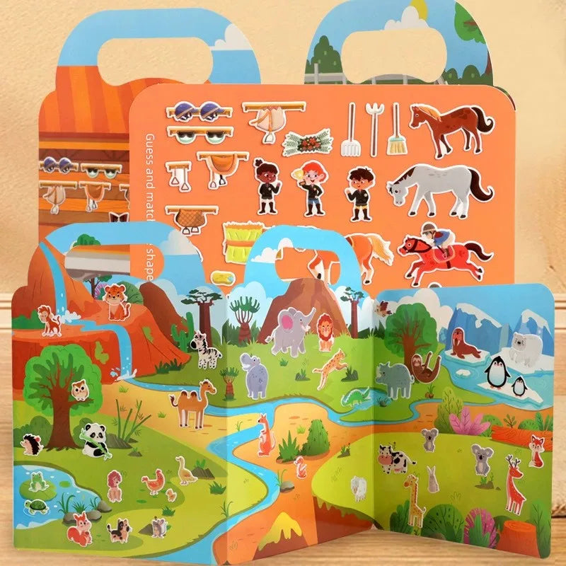 Kids' Reusable DIY Sticker Books Multi-Theme Bubble Sticker Jelly Stickers Portable Montessori Sticker Toy Gifts for Children