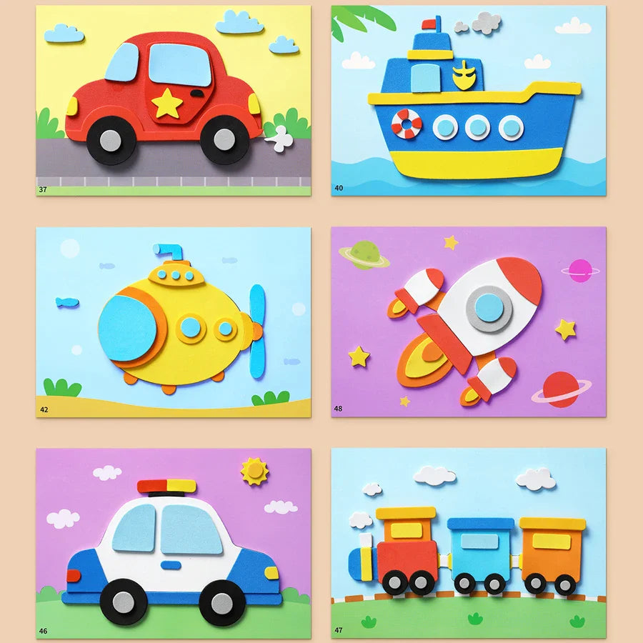 6pcs/set 3D EVA Foam Sticker DIY Cartoon Princess Animal Puzzle for Children Kids Multi-patterns Styles Toys for Children Gift