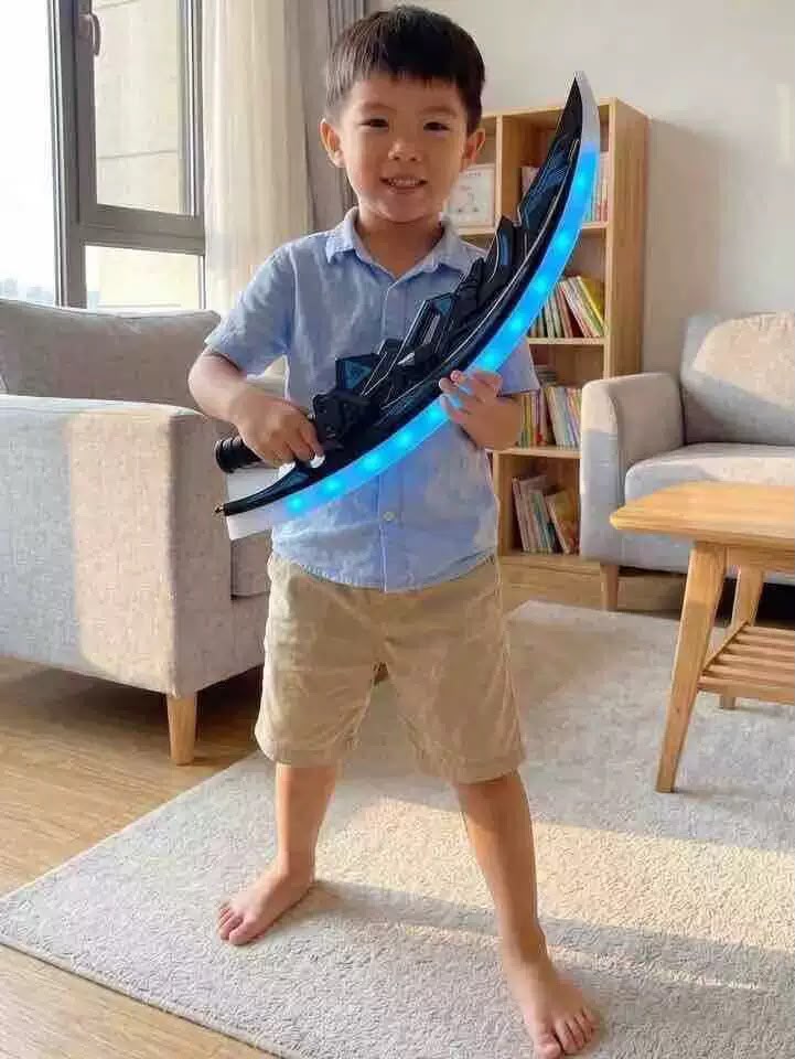 Full Moon Scythe Colorful Glowing Light Sword Double-Bladed Transforming Sound Effect Laser Sword Children's Toy Children's Day Gift