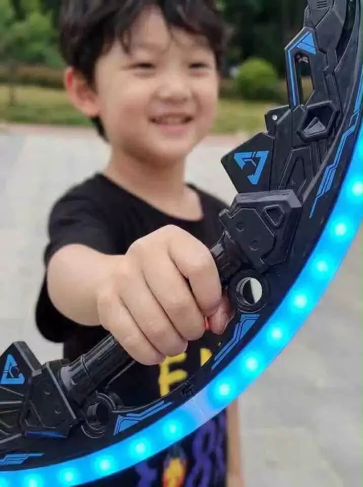 Full Moon Scythe Colorful Glowing Light Sword Double-Bladed Transforming Sound Effect Laser Sword Children's Toy Children's Day Gift