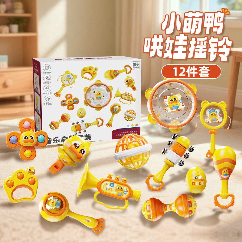 Little Yellow Duck Rattle Baby Teething Toy Grip Training Hand Rattle Soothing Baby Newborn Gift Cross-Border